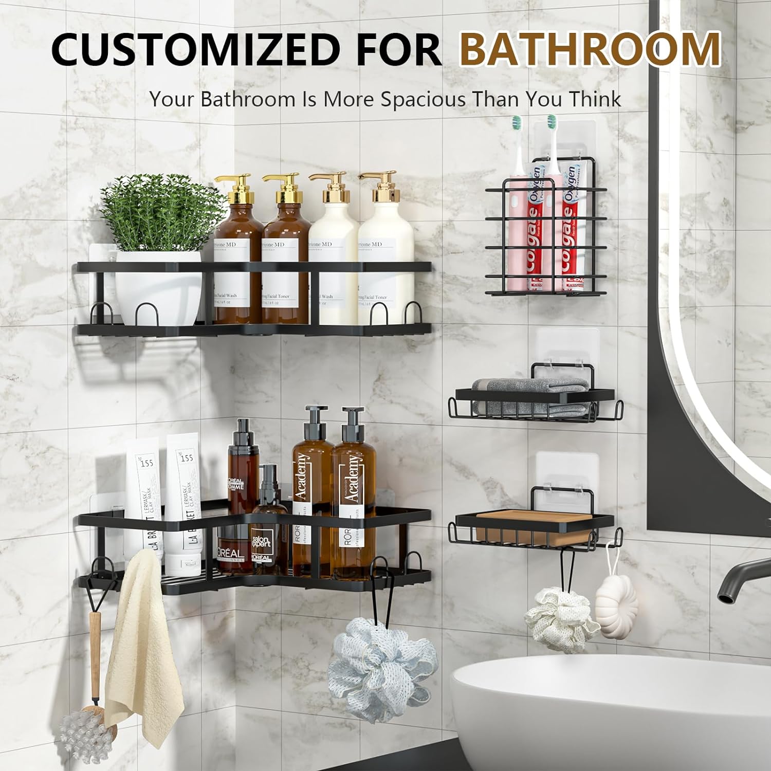 Set Of 5 Mesh Shower Shelves, Multipurpose Wall Storage Racks, Stainless Steel Bathroom Corner Baskets, Shower Basket for Hanging, Shampoo, Shower Gel, Soap Holder Set Of 5 Mesh Shower Shelves, Multipurpose Wall Storage Racks, Stainless Steel Bathroom Corner Baskets, Shower Basket for Hanging, Shampoo, Shower Gel, Soap Holder